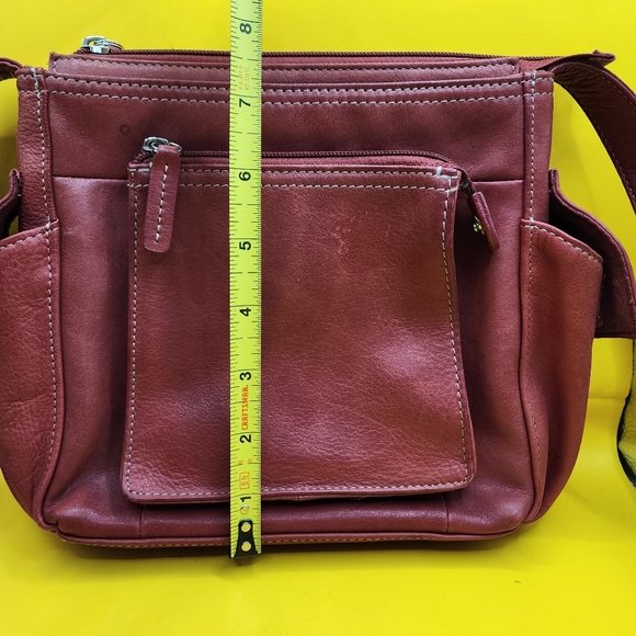 Fossil Red Leather Purse Crossbody Bag 9x7" - Picture 11 of 13
